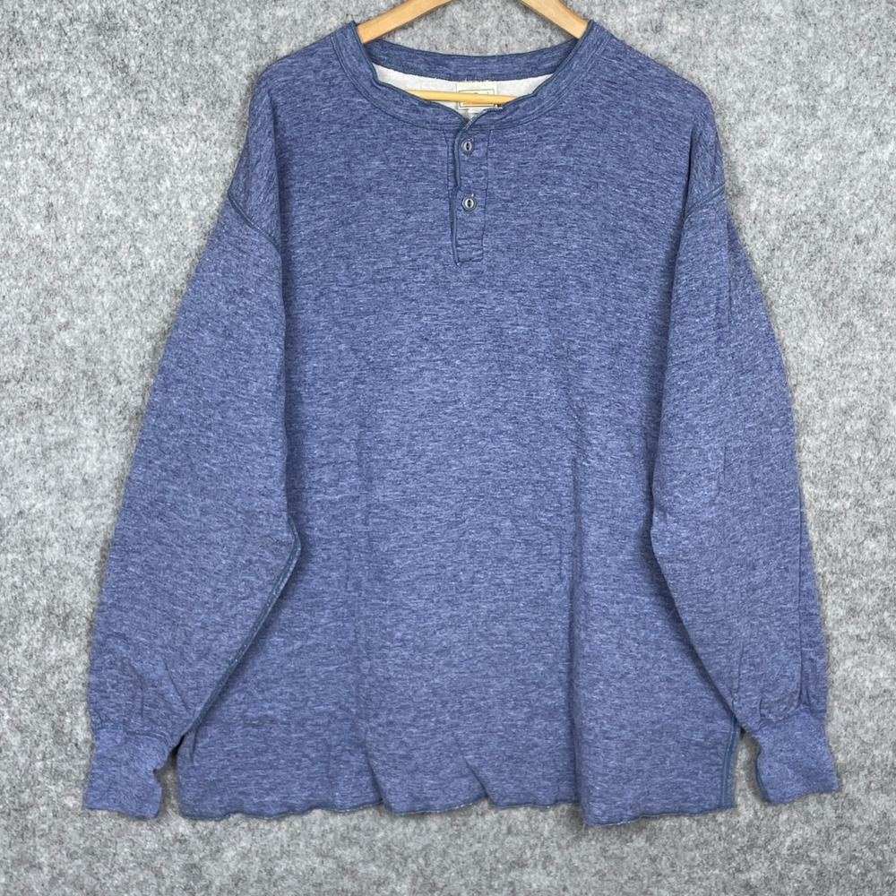 Vintage LL Bean River Drivers Wool Blend Henley Shirt Men XXLT Two Layer Thermal